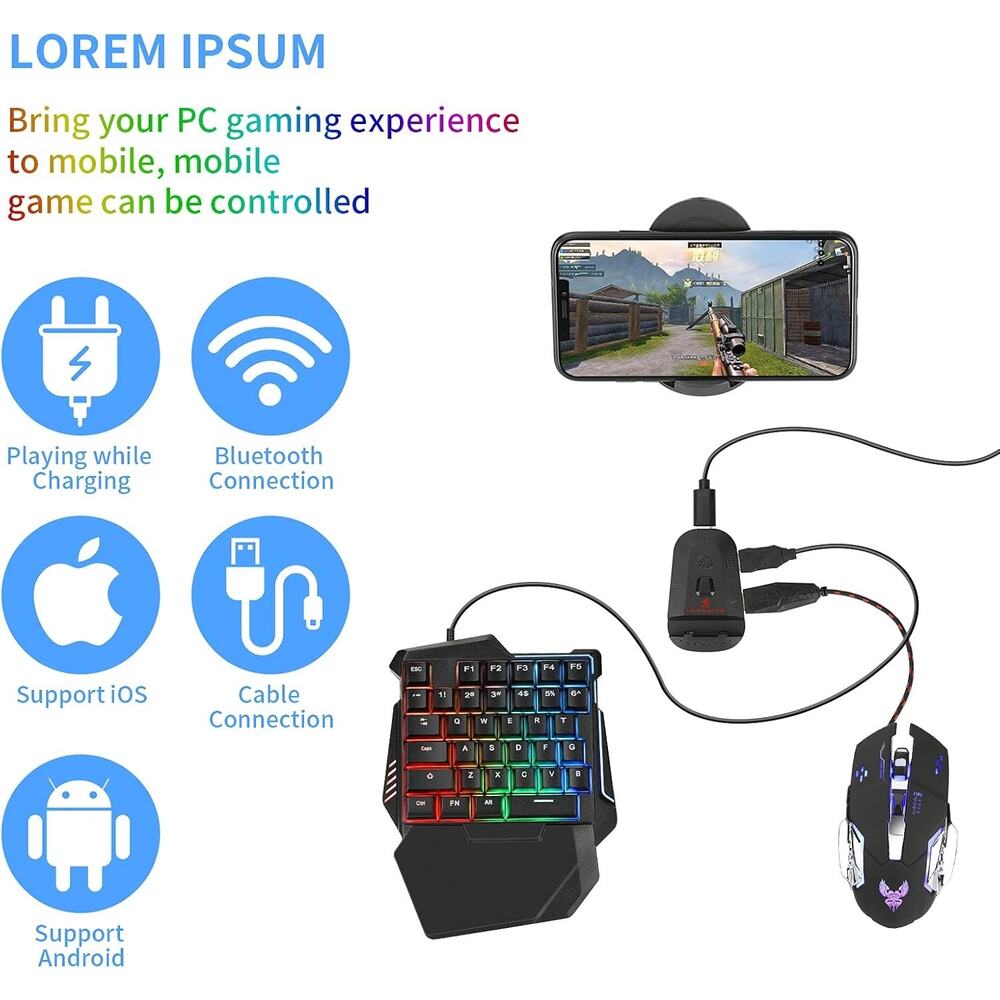 Half Hand Gaming Keyboard And Mouse Combo Laelr 35 Keys PUBG Wired Mechanical RG - Picture 4 of 17